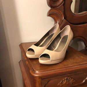 Nude open toed 2 inch heel